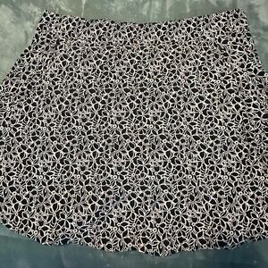 Talbots Black and White Floral A-Line Skort